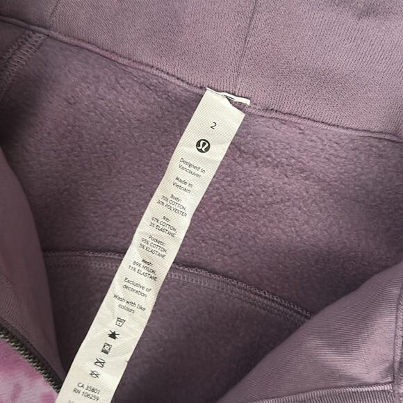 Custom Lululemon Scuba Full-Zip Sweatshirt Purple Tie Dye Size 2 - Picture 3 of 8